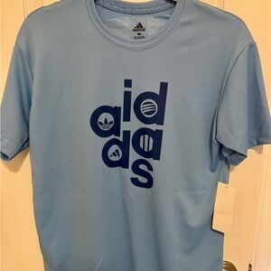 Adidas Men's Light Blue Graphic T-Shirt